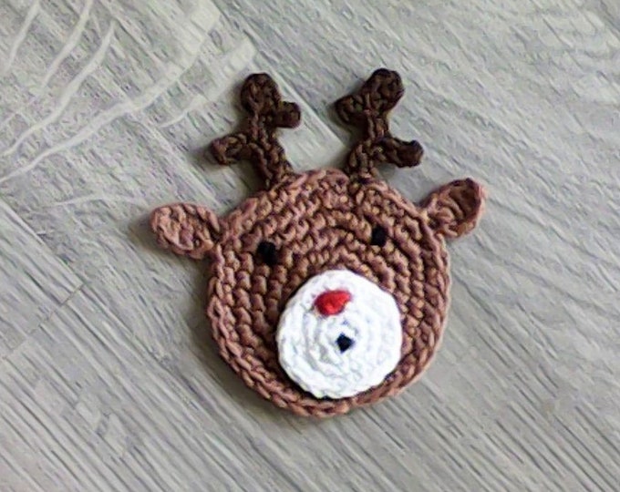 Crochet reindeer appliques, Christmas motifs, applique, crochet animals, reindeer Rudolph, animal motifs, deer applique