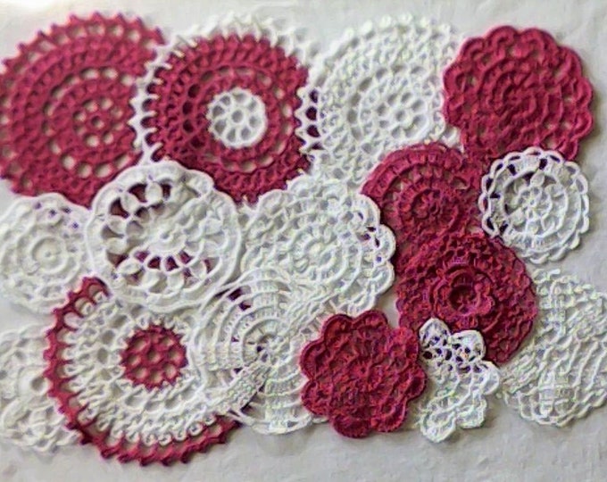 Vintage crochet 16 pieces crochet blankets for scrapbooking, sewing and dream catchers 7.5 cm to 13.5 cm