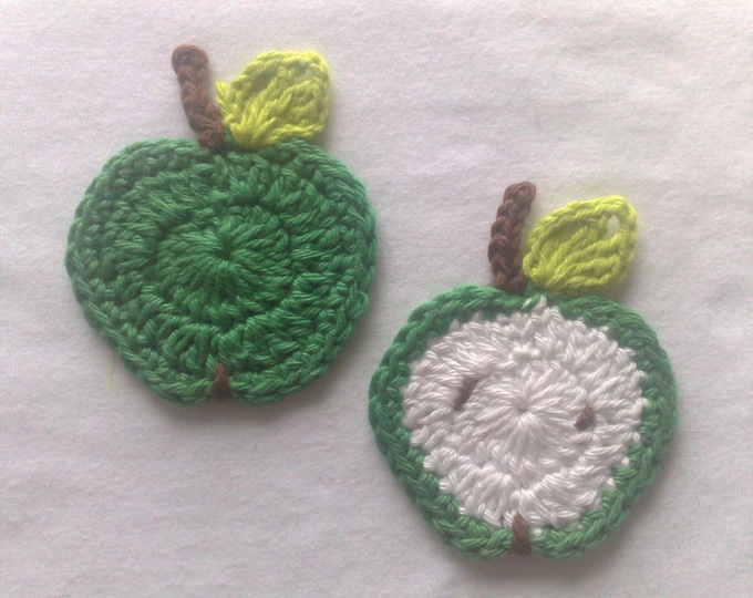 Apple crochet application crocheted in green