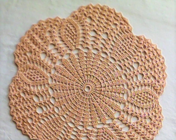 Round pink crochet cover crochet lace in pastel color pattern cover table decoration 13 inches or 34 cm