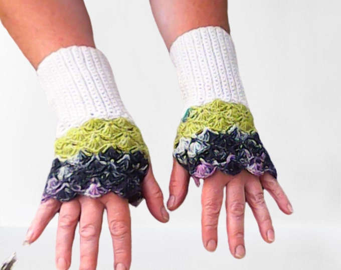 Crochet fingerless gloves, winter gloves, gloves