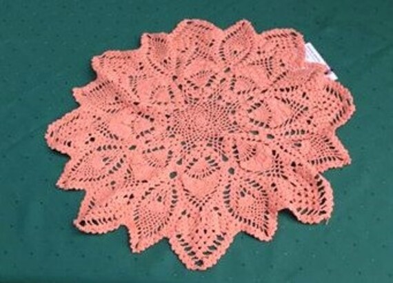 15 "round cover crochet exclusively in vintage style chic pineapple pattern round tablecloth in apricot wide use for home décor