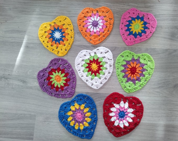 Heart Coaster Set, Hand Crochet Coasters 100% Cotton, Modern Farmhouse Home Decor, Love Shaped Doilies, Mother's Day Gift