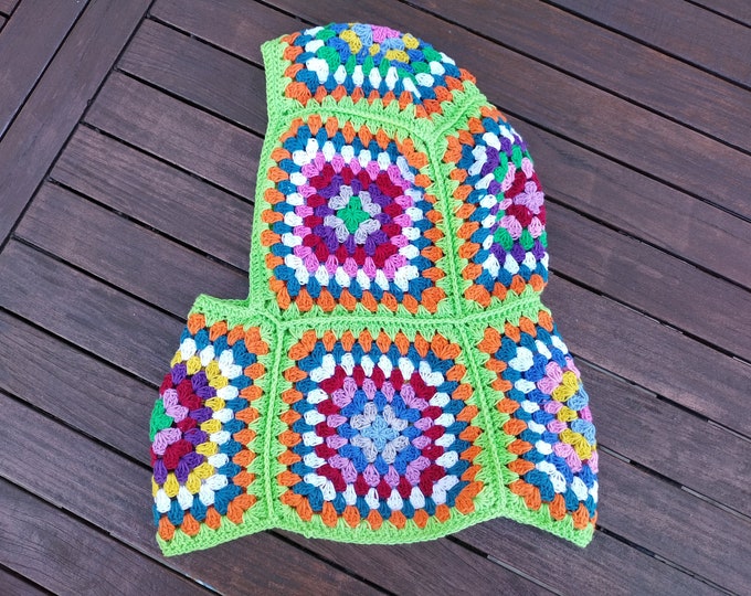Handmade Crochet Balaclava, handcrafted crochet balaclava, UNISEX balaclava, granny square colorful balaclava