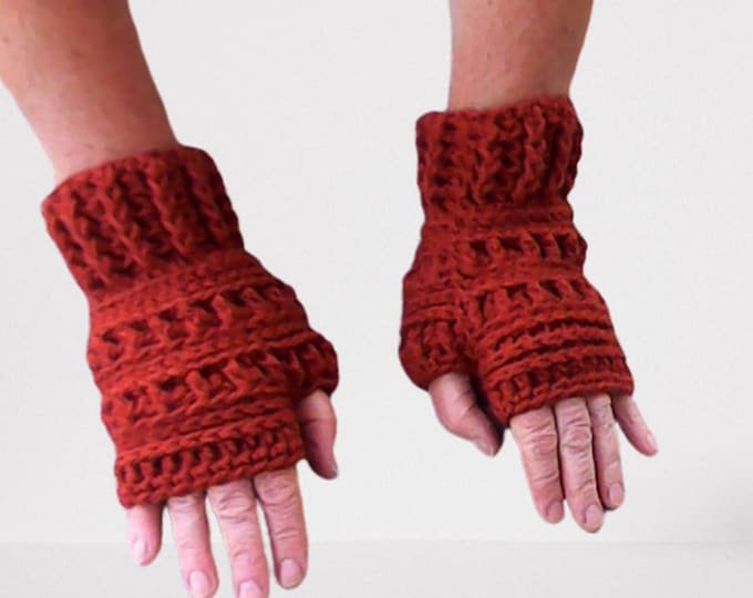 Fingerless Gloves Women Brown Arm Warmers Warm Short Crochet Gloves Forest Winter Pulse Warmer Crochet Gloves Outlander Gift