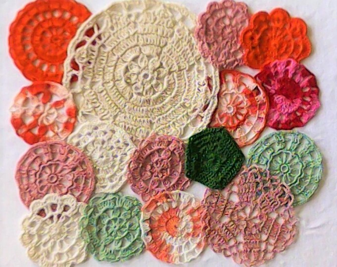 Vintage crochet 16 hand crochet doily 7 cm to 16.5 cm shabby chic boho tea party wedding