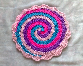 Coffee pot coaster, pot flaps crocheted in thick cotton
