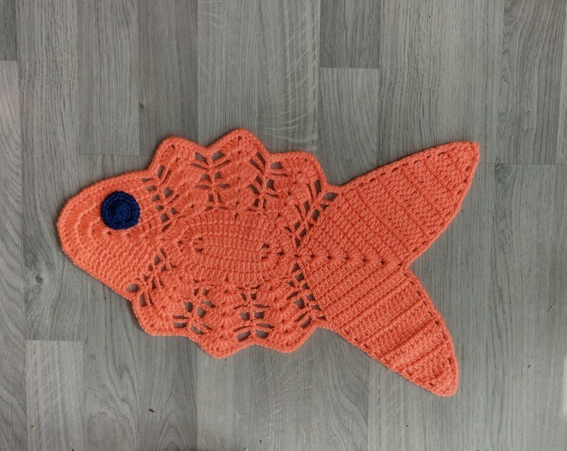 Doilies en dentelle au crochet orange, Doilies de poisson acrylique faites à la main, Petit chemin de table, Décoration de maison au crochet, Cadeau Boho Home image 2