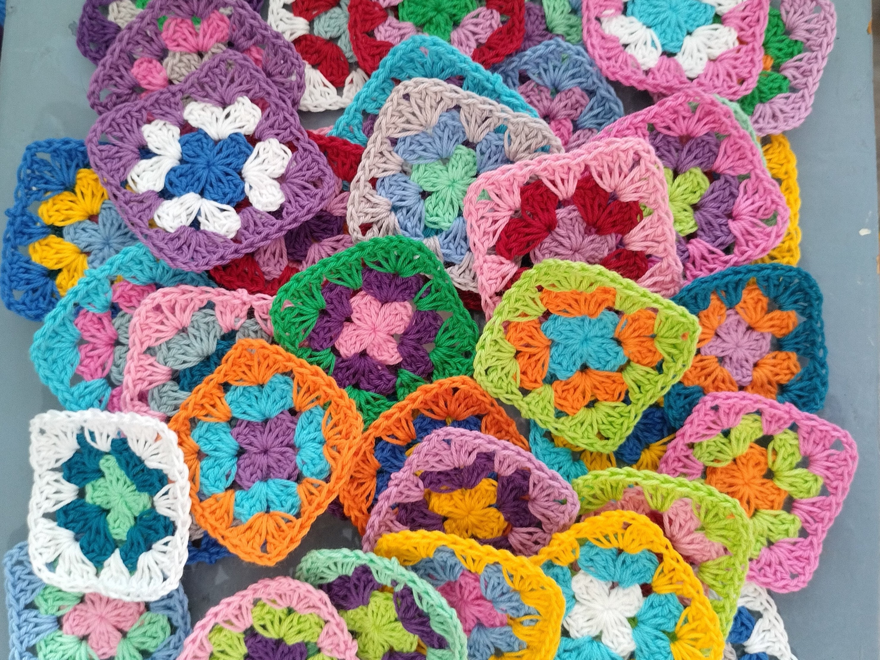 20 Crochet Granny Squares, Granny Squares, Crochet Motif, Granny Squares  Motif, Handmade Crochet, Colorful Granny Squares, 4inch 