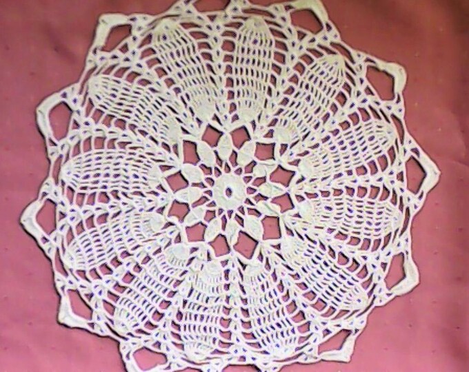 Crochet cover white, cotton crochet table Decoration 17 "Centerpiece tablecloth round large cover handmade household goods cover