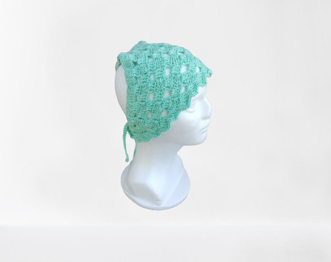 Crochet Fashionable Bandana, Hair Kerchief, Hair Scarf, Retro Bandana, Valentine's Day Gift for Her, Crochet Hair Accessory for Young Women