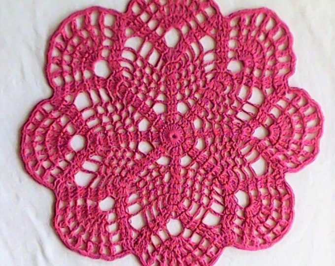 Crochet cover pink round crochet lace napkin Home decor table decoration gift for mothers 10 inches