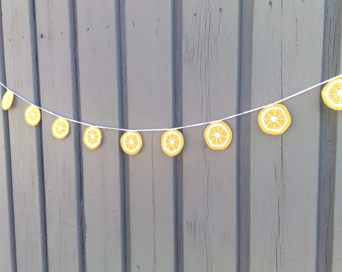 Lemon garland crochet,lemon slice Bunting summer party decoration lemonade stand accessories Home Décor Kitchen Fruit Decoration Children's room