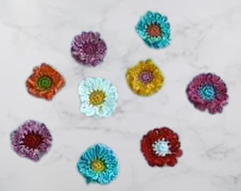 Colorful crocheted flowers, 9 beautiful flower applications, scarpbooking and cardmaking