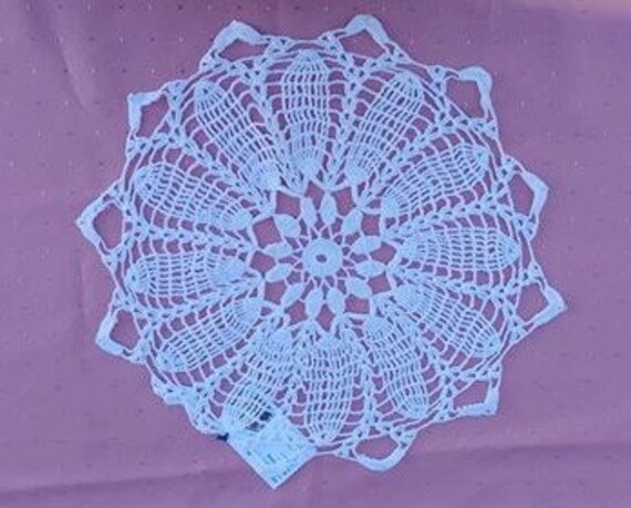 Crochet cover white, cotton crochet table Decoration 17 "Centerpiece tablecloth round large cover handmade household goods cover