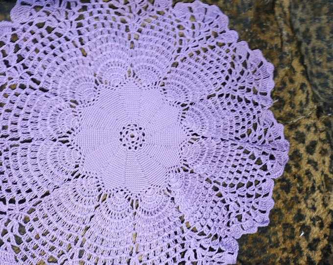 Crochet doily lace doily table decoration crochet doily centerpiece handmade wedding doily napkin boho decor round purple 55 cm tall