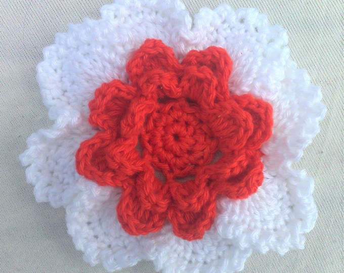 Application by hand crocheted floral embellishment cotton 3.5 inches