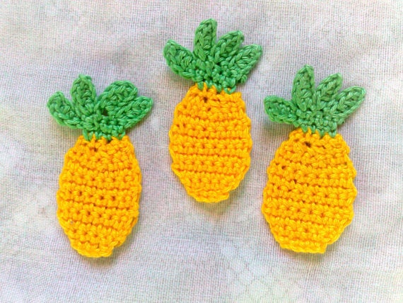 3 Pineapple Crochet Application lemon yellow, false food fruit crochet