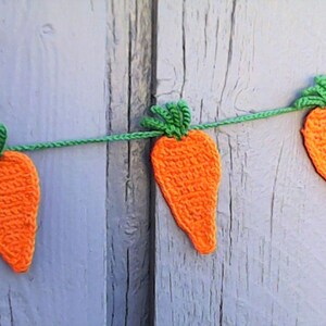 Easter carrots garland wreath, Easter decoration, crochet, carrots, children's décor, orange carrot home décor, Easter decorations image 2