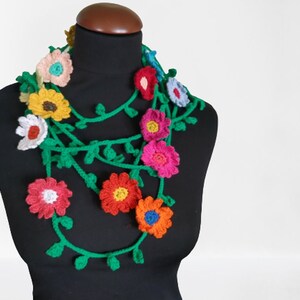 Crochet Flower Necklace Crochet Neck Accessory Flower image 1