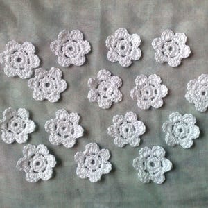 Flower white crochet flowers 15 small crocheted flower image 5