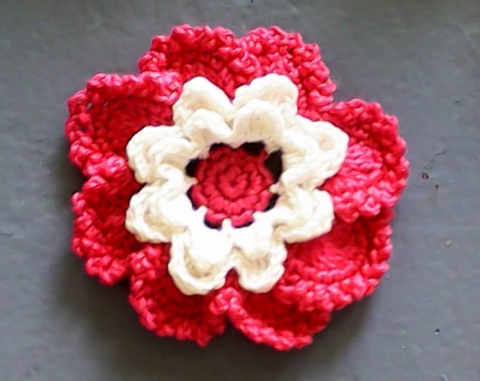 Baby Dark Pink Crochet Flower Applique Crochet Flower