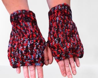 Warme fingerlose Handschuhe gehäkelt in dicker Wolle, Winterhandschuhe, Handschuhe