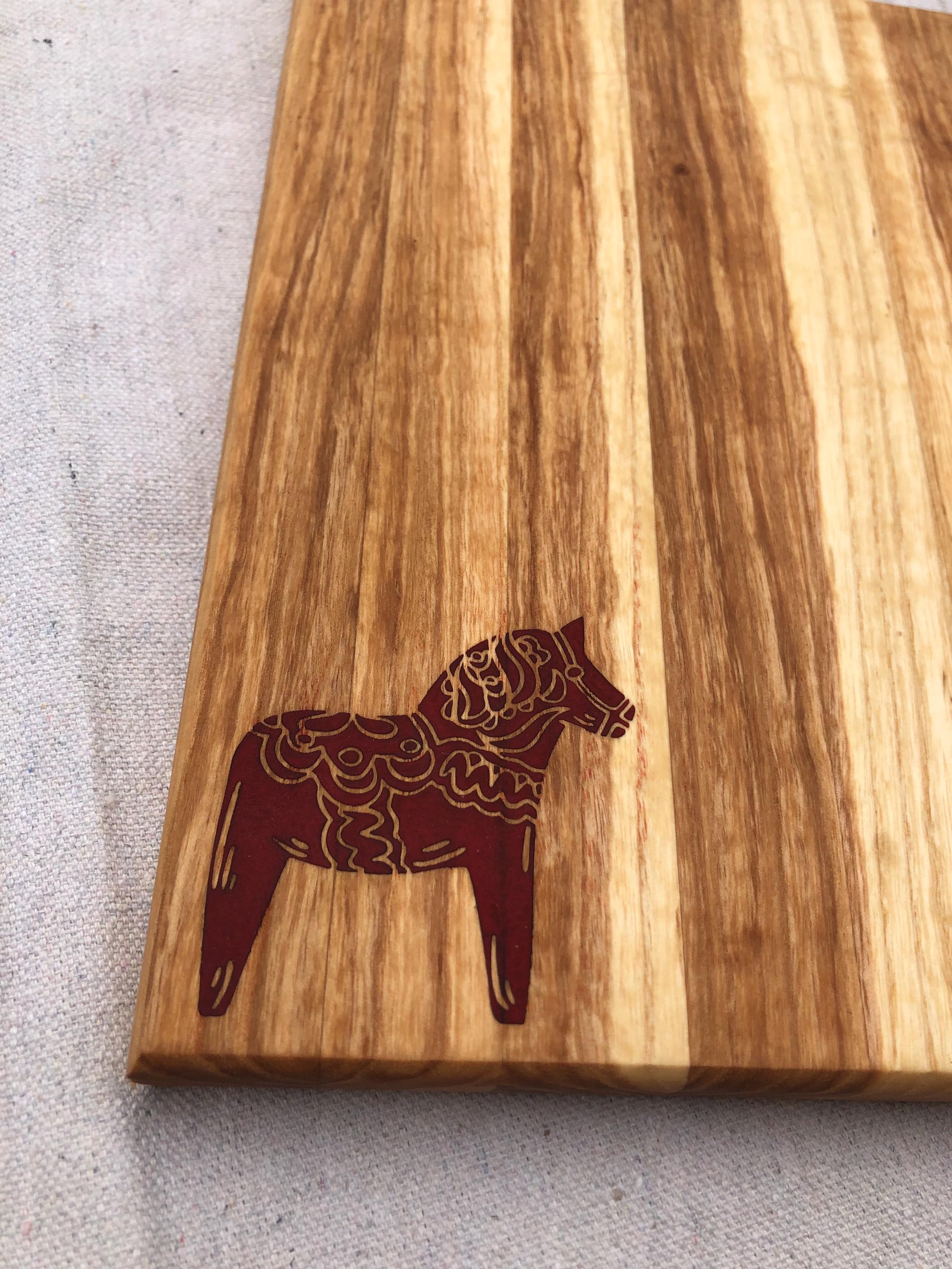 Small Cutting Board with Dala Horse Inlay