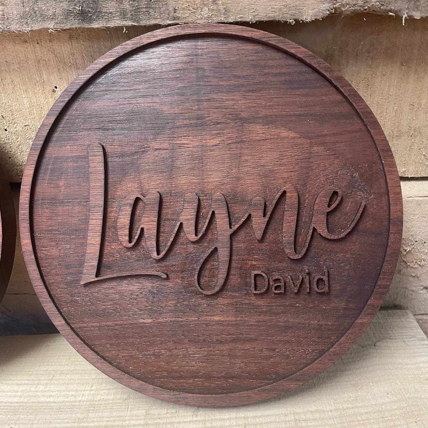 Round Walnut Name Sign - Thumbnail 2