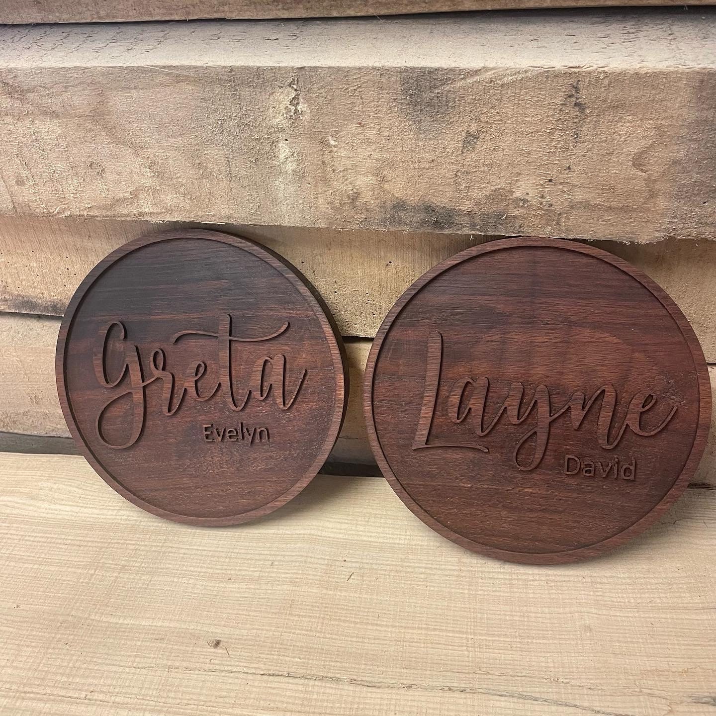 Round Walnut Name Sign - Thumbnail 3