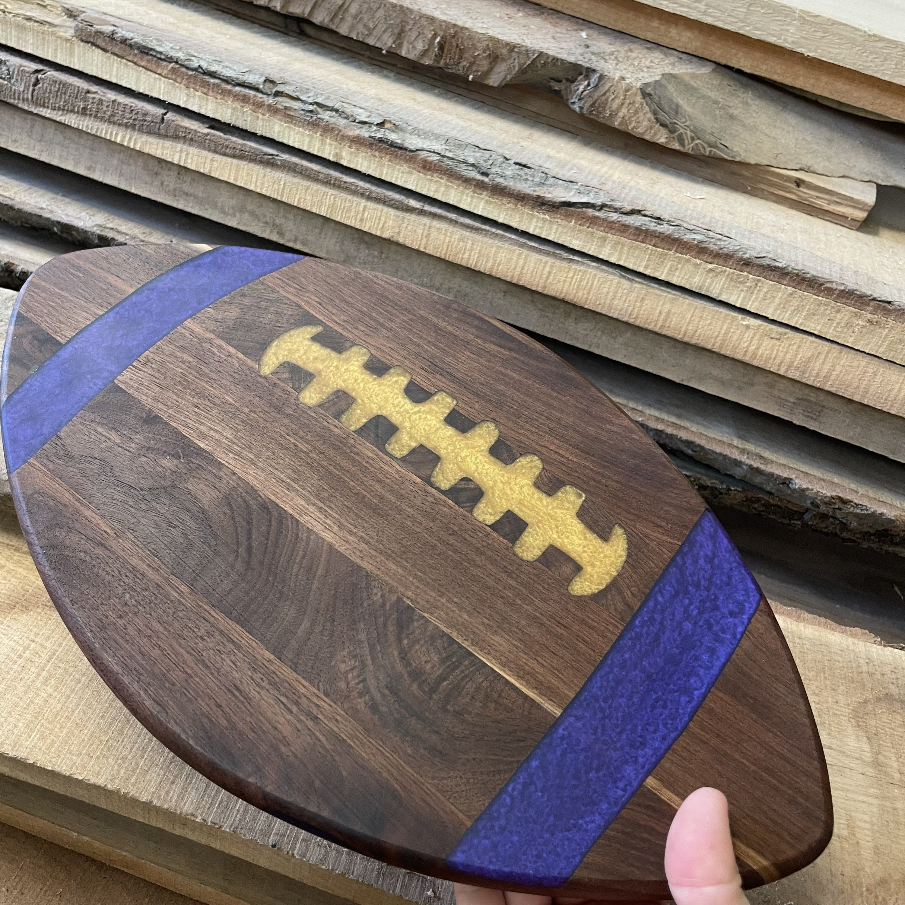 Purple and Gold Football Charcuterie Board | Vikings Themed Cheeseboard - Thumbnail 3