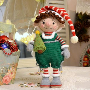 Crochet pattern: Amigurumi Christmas Gnome Doll Lory (PDF Pattern)