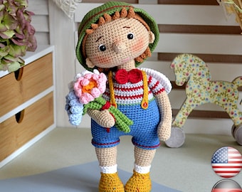 Crochet Amigurumi doll pattern PDF , crochet toy , PETER, the Summer Boy