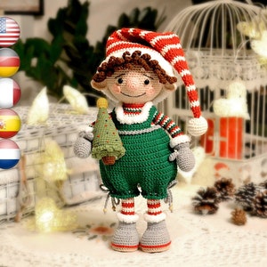 Christmas gnome crochet Amigurumi doll pattern / crochet pattern christmas elf PDF / Christmas decor