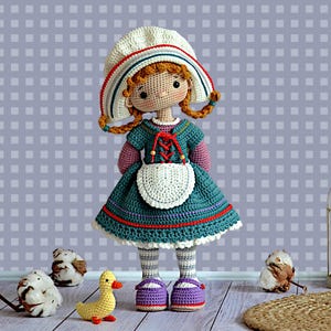 Crochet amigurumi doll pattern PDF crochet girl Helga