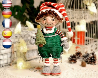 Christmas gnome crochet Amigurumi doll pattern / crochet pattern christmas elf PDF / Christmas decor
