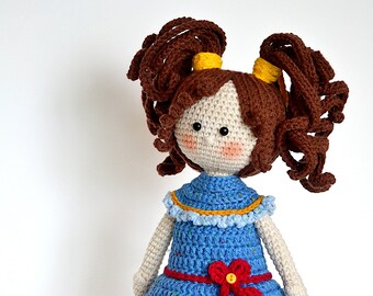 Crochet pattern Amigurumi doll PDF, Crochet doll Alice ( English, Deutsch, Nederlands)