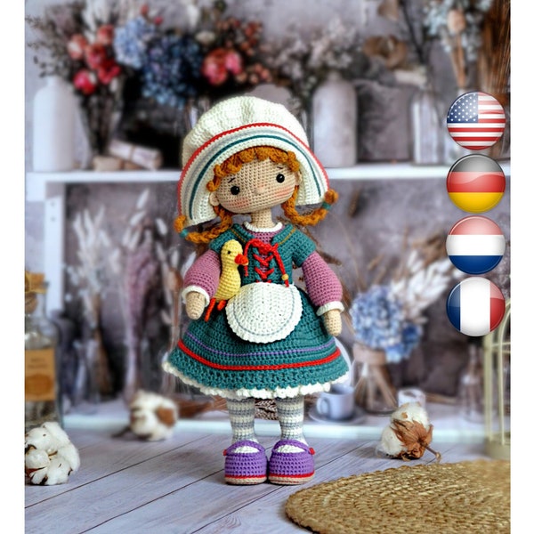 Crochet amigurumi doll pattern Crochet pattern PDF Crochet girl doll HELGA