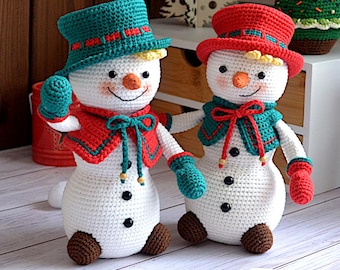 Christmas crochet pattern amigurumi doll Bobby the Snowman/ Christmas crochet doll Snowman with Christmas tree