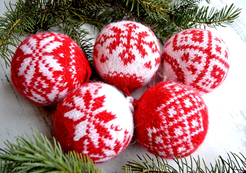 Christmas Ornament knitting pattern/ Knit Ornament pattern/ Ornaments Christmas/ Knit Ornament balls/ Christmas/ DIY Christmas Balls image 3