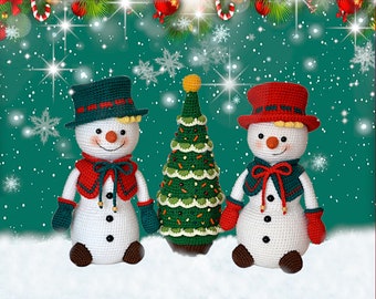 Crochet pattern Amigurumi Snowman with Christmas tree DIY Christmas toy decor Bobby the Snowman