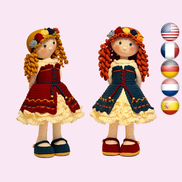 Crochet amigurumi doll pattern Crochet pattern PDF Crochet girl doll  BARBARA