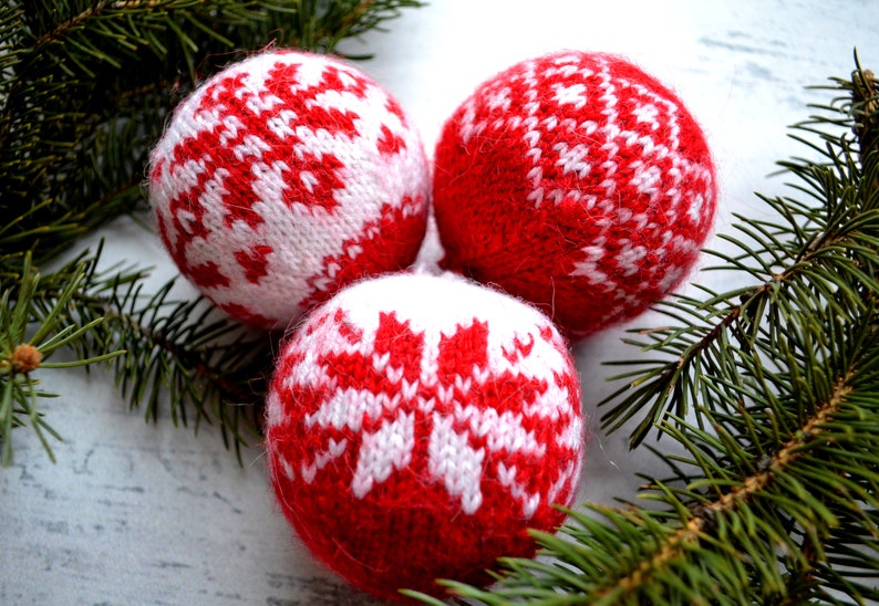 Christmas Ornament knitting pattern/ Knit Ornament pattern/ Ornaments Christmas/ Knit Ornament balls/ Christmas/ DIY Christmas Balls image 5