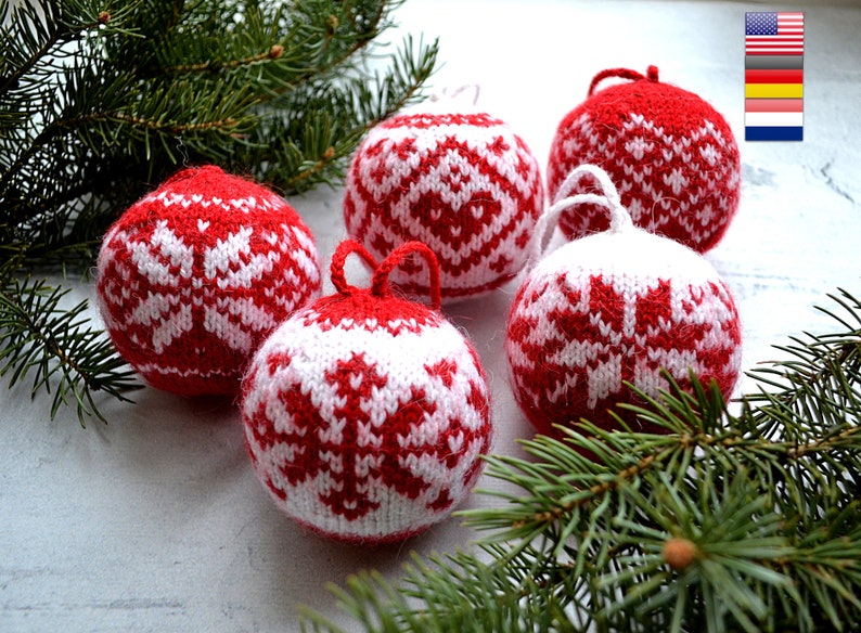 Christmas Ornament knitting pattern/ Knit Ornament pattern/ Ornaments Christmas/ Knit Ornament balls/ Christmas/ DIY Christmas Balls image 1