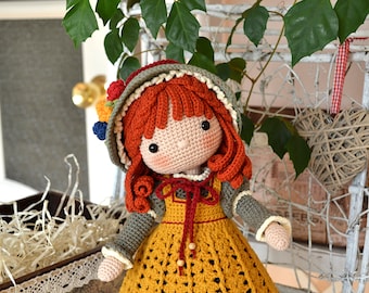 Amigurumi Doll Crochet Pattern, Stuffed AGNESHKA Toy (PDF Pattern)