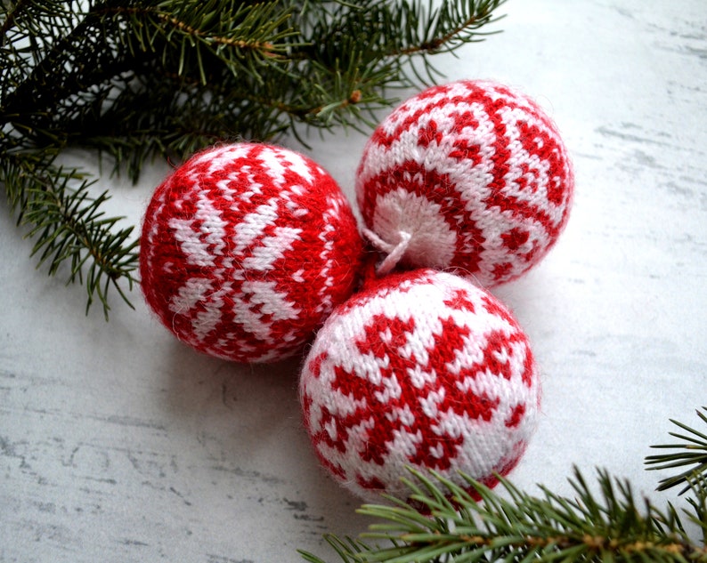 Christmas Ornament knitting pattern/ Knit Ornament pattern/ Ornaments Christmas/ Knit Ornament balls/ Christmas/ DIY Christmas Balls image 4