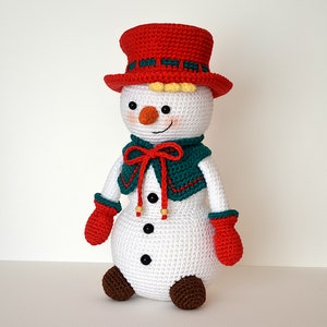 Snowman Crochet pattern Amigurumi Snowman with Christmas tree DIY Christmas toy decor Bobby the Snowman