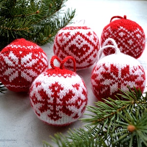 Christmas Ornament knitting pattern/ Knit Ornament pattern/ Ornaments Christmas/ Knit Ornament balls/ Christmas/ DIY Christmas Balls image 2