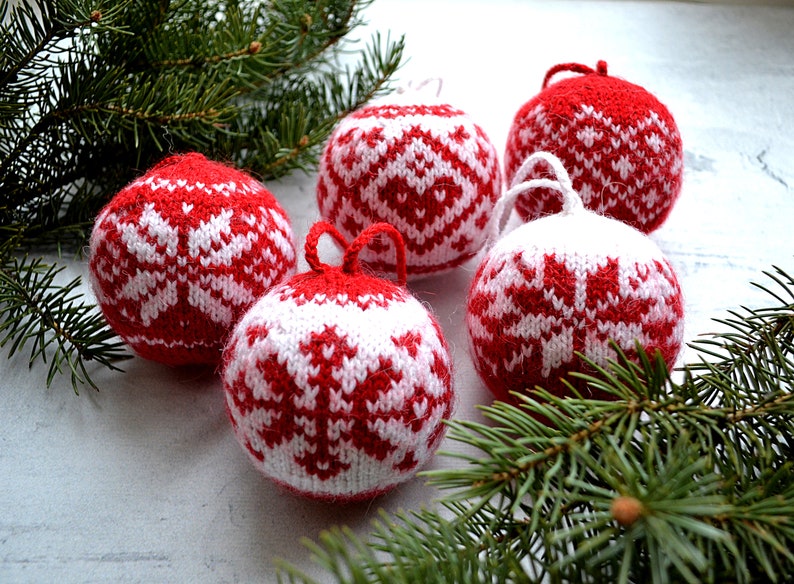 Christmas Ornament knitting pattern/ Knit Ornament pattern/ Ornaments Christmas/ Knit Ornament balls/ Christmas/ DIY Christmas Balls image 2