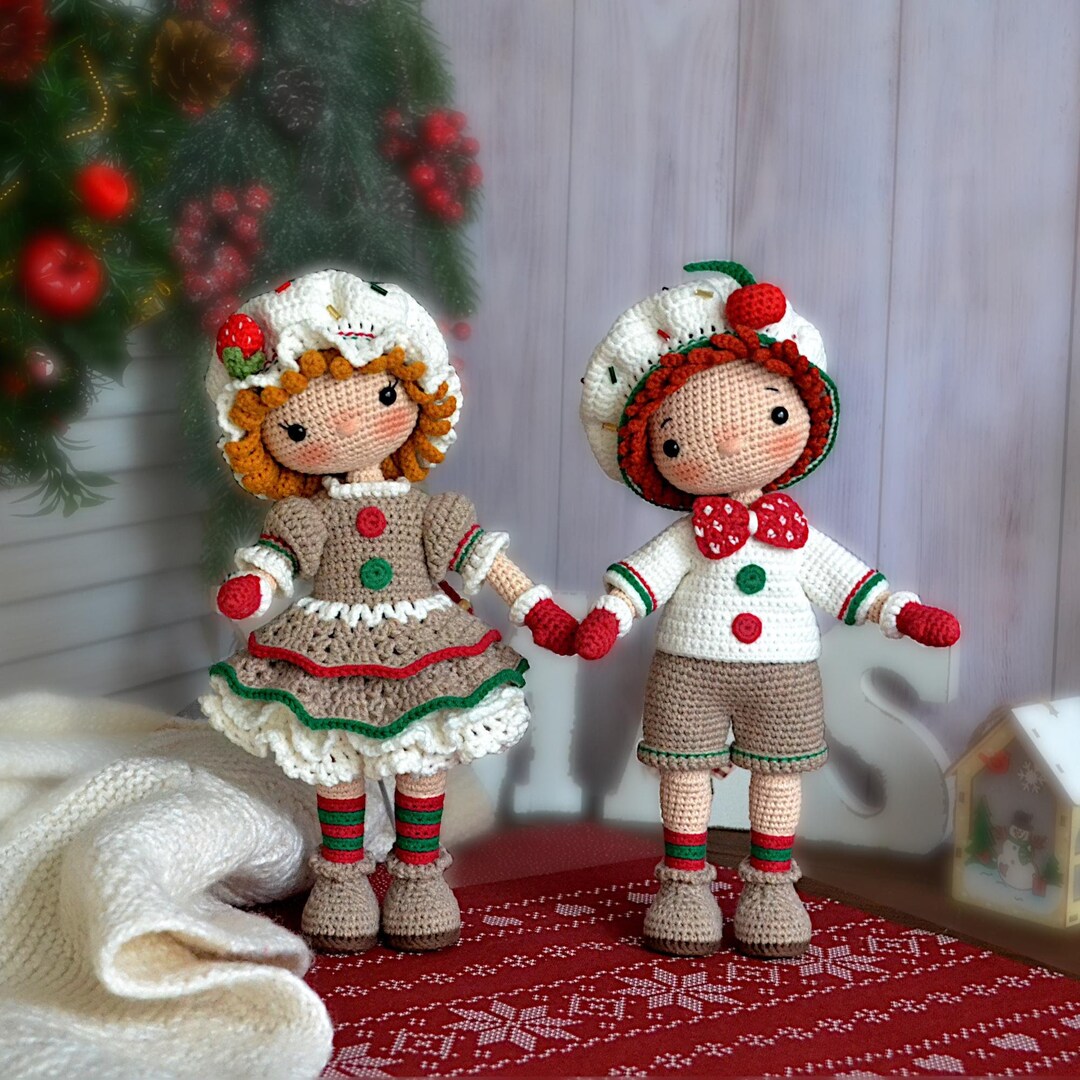 Сhristmas Gingerbread Doll Crochet Pattern Amigurumi Toy Doll Mira
